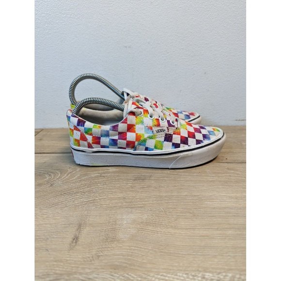 Vans Women’s Shoes Size 5.5 Rainbow Checkered Old Skool Lace Up Off The Wall - Picture 5 of 9